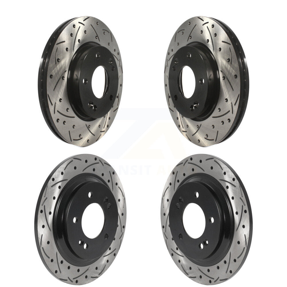 Front Rear Coated Drilled Slotted Disc Brake Rotors Kit For Kia Forte5 Hyundai Elantra GT KD-100497