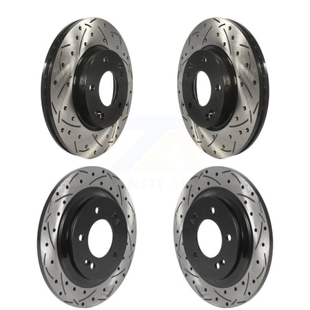 Front Rear Coated Drilled Slotted Disc Brake Rotors Kit For Kia Forte5 Hyundai Elantra GT KD-100497