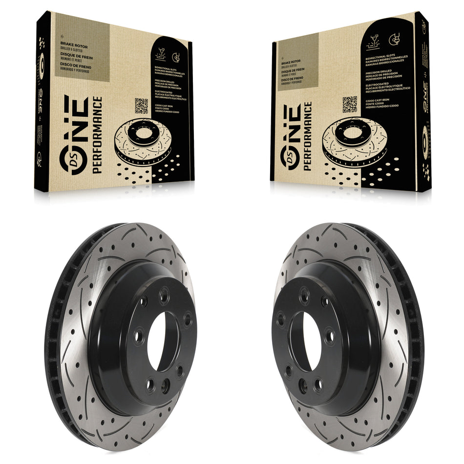 Rear Coat Drill Slot Disc Brake Rotors Pair For Porsche Cayenne Volkswagen Touareg Audi Q7 KD-100529