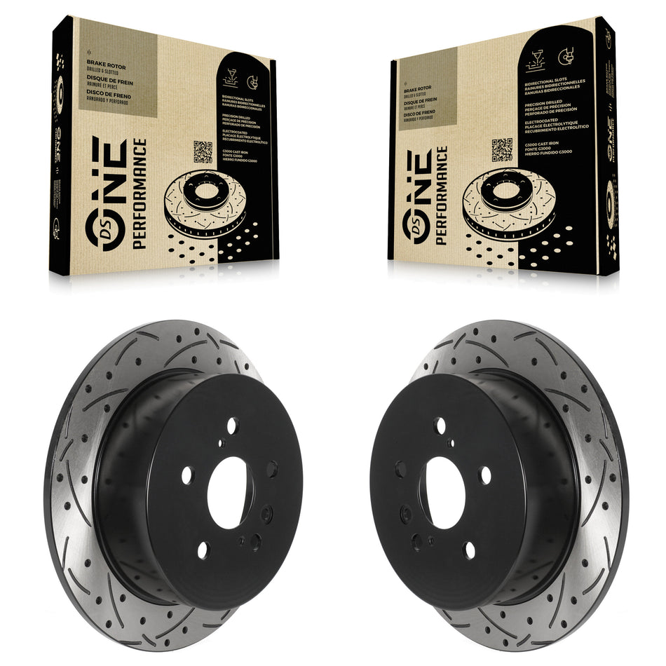Rear Coated Drilled Slotted Disc Brake Rotors Pair For 2009-2016 Toyota Venza KD-100536