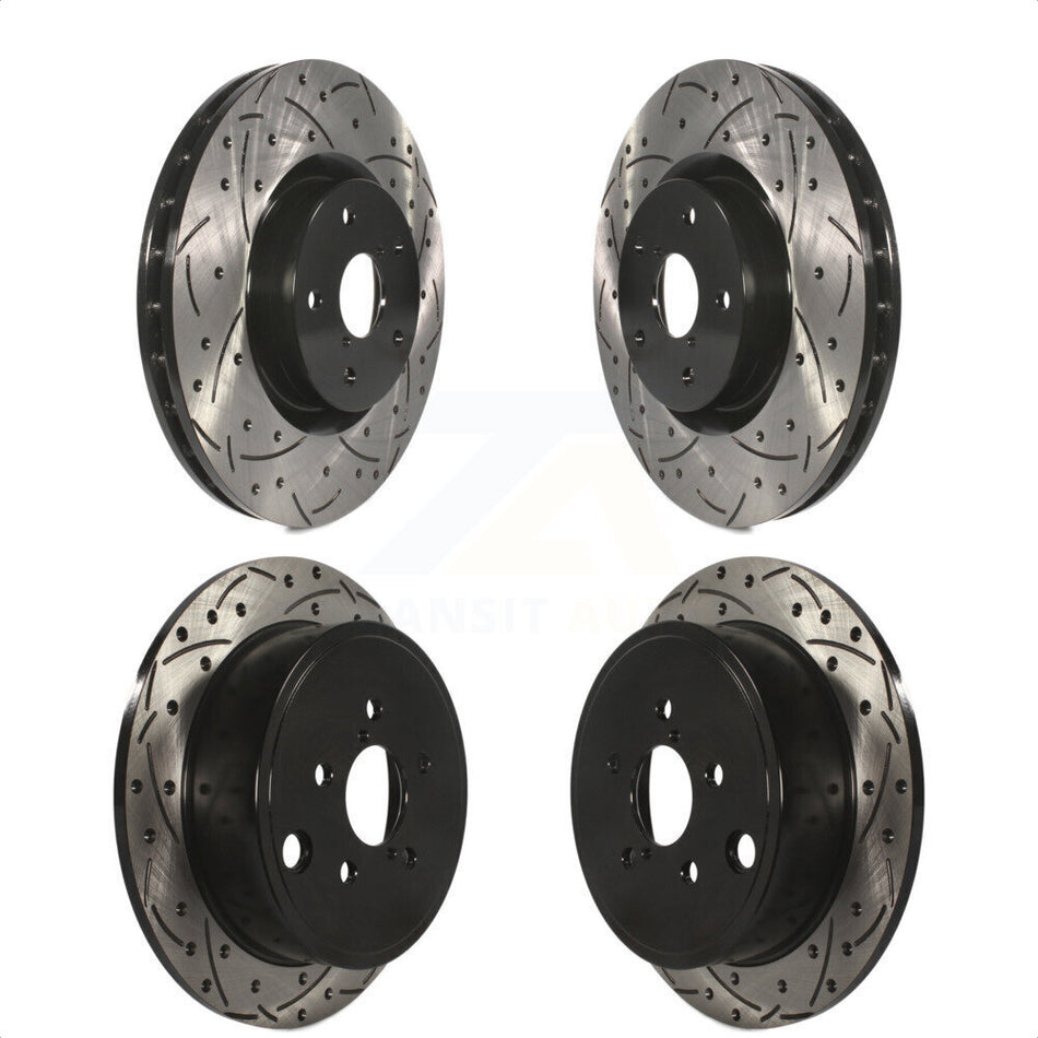 Front Rear Coated Drilled Slotted Disc Brake Rotors Kit For 2014 Subaru WRX KD-100556