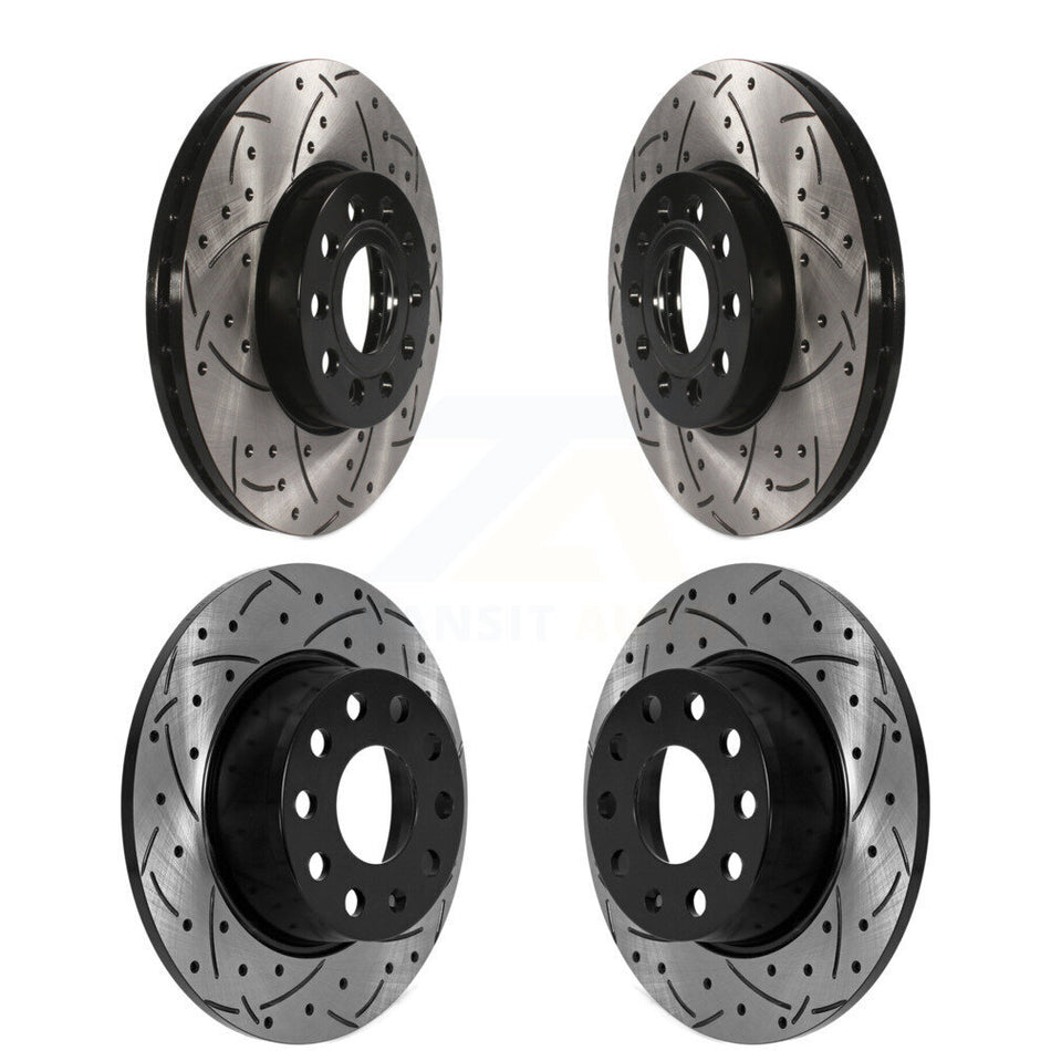 Front Rear Coated Drilled Slotted Disc Brake Rotors Kit For Volkswagen Jetta Taos KD-100572