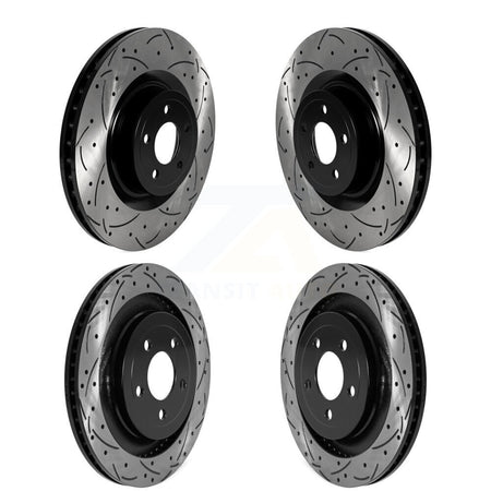 Front Rear Coated Drilled Slotted Disc Brake Rotors Kit For Ford Mustang KD-100573