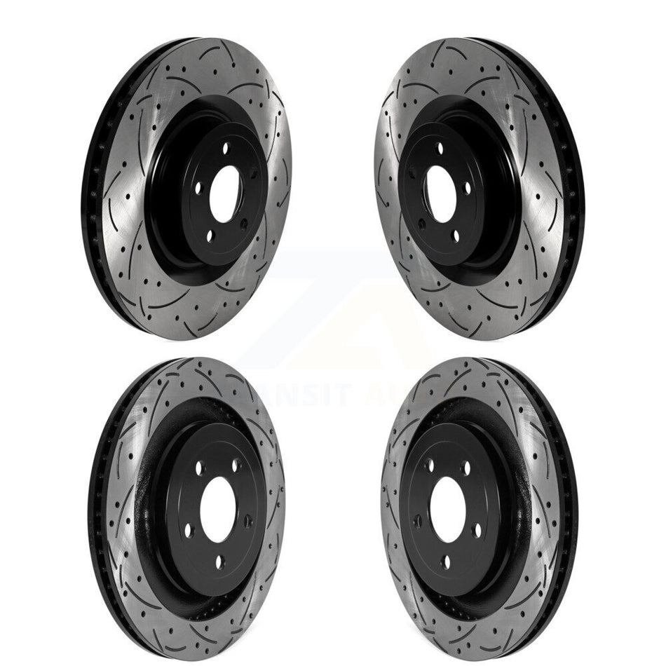 Front Rear Coated Drilled Slotted Disc Brake Rotors Kit For Ford Mustang KD-100573