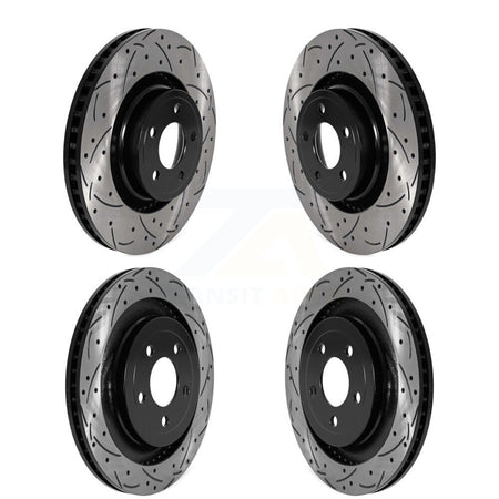 Front Rear Coated Drilled Slotted Disc Brake Rotors Kit For Ford Mustang KD-100574