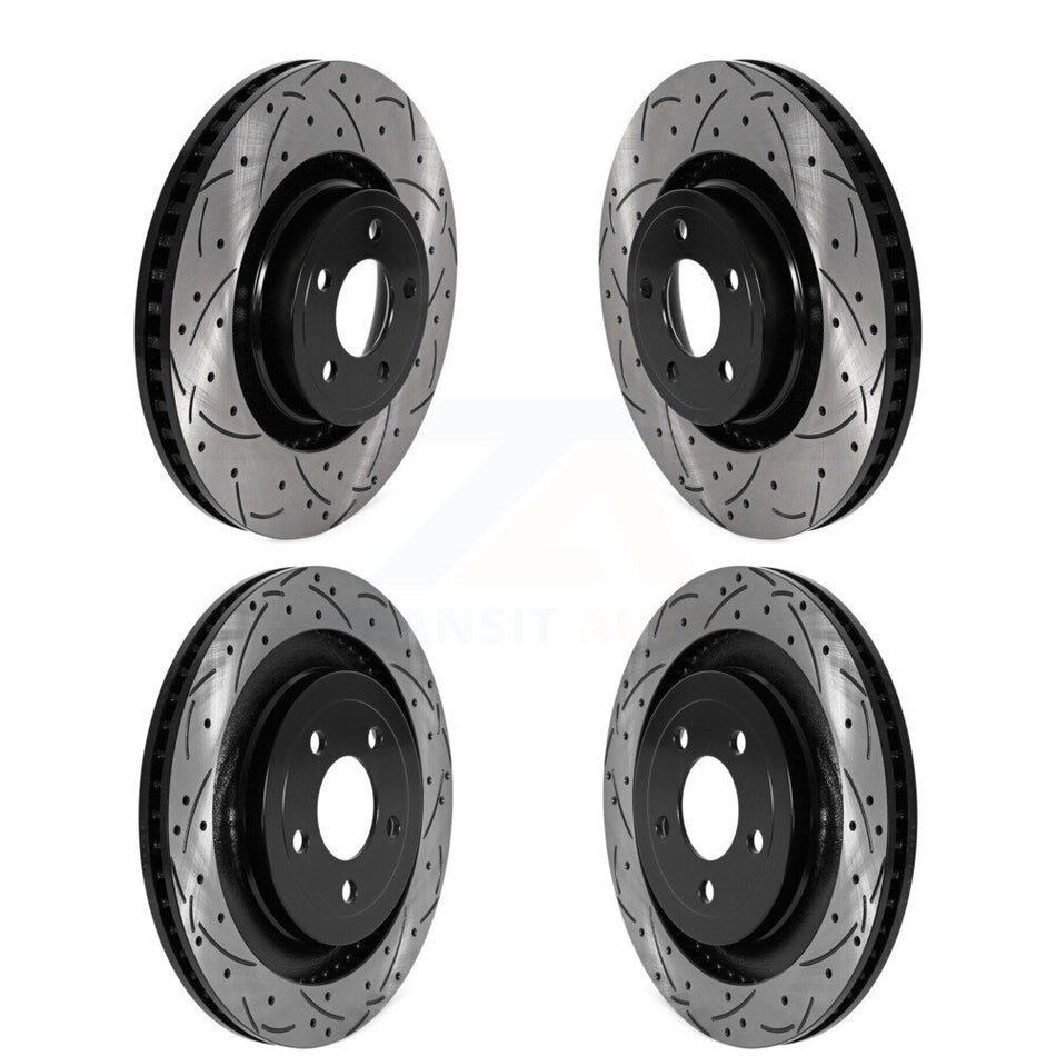 Front Rear Coated Drilled Slotted Disc Brake Rotors Kit For Ford Mustang KD-100574