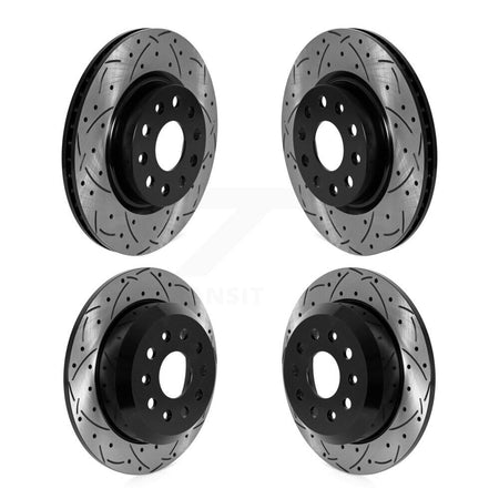 Front Rear Coated Drilled Slotted Disc Brake Rotors Kit For Jeep Wrangler KD-100576