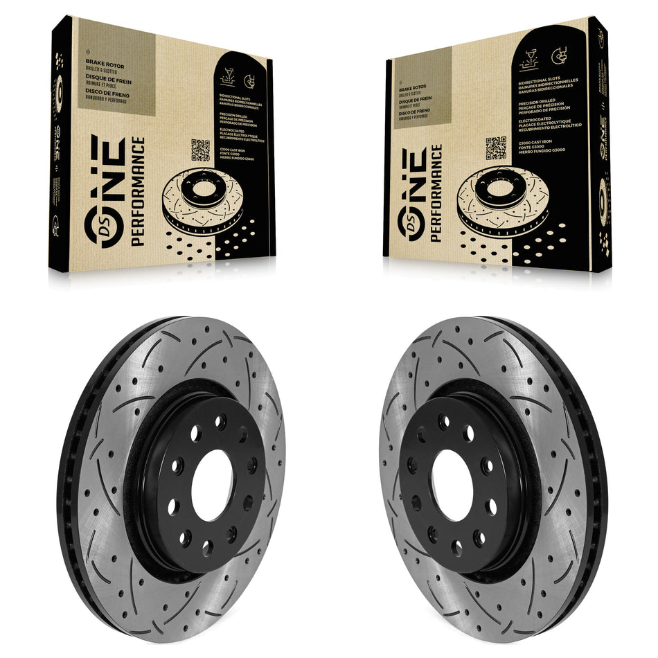 Front Coated Drilled Slotted Disc Brake Rotors Pair For Jeep Wrangler Gladiator KD-100582