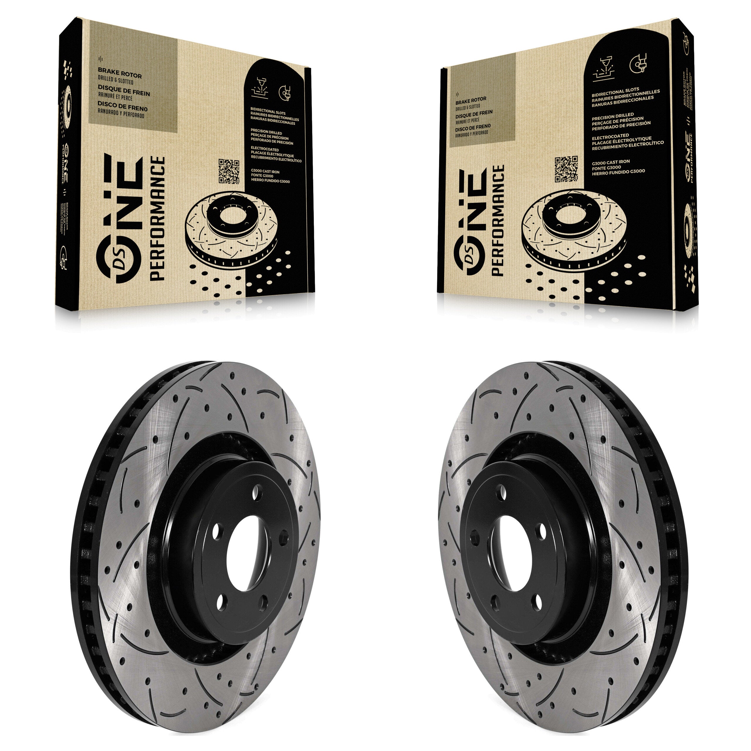Front Coated Drilled Slotted Disc Brake Rotors Pair For Ford Mustang KD-100584