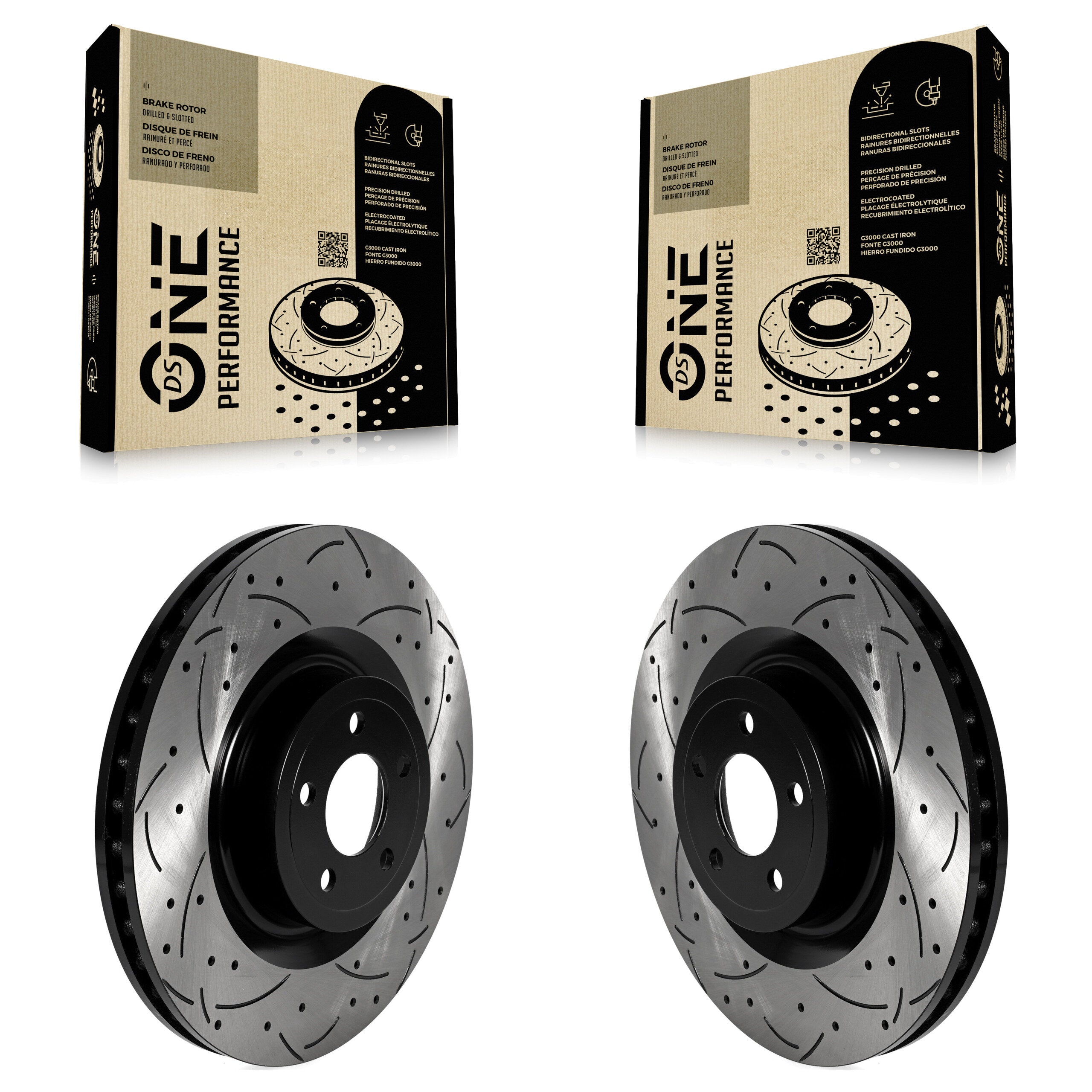 Front Coated Drilled Slotted Disc Brake Rotors Pair For Ford Mustang KD-100585