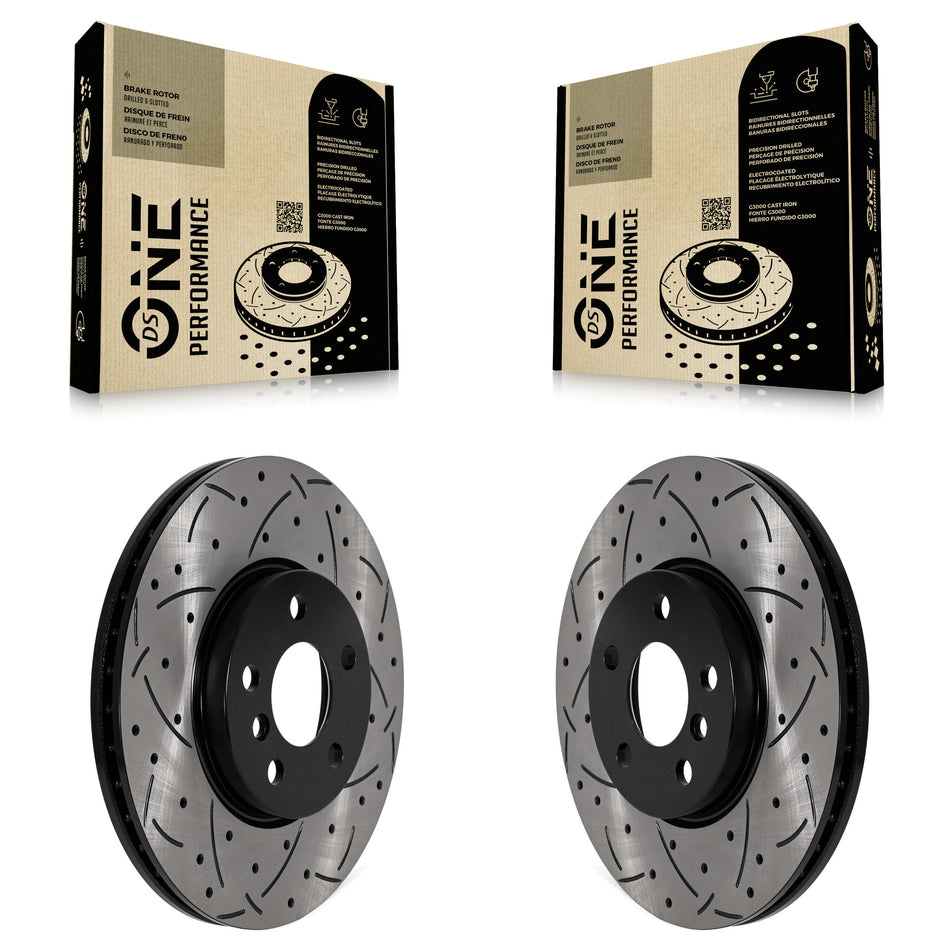 Front Coated Drilled Slotted Disc Brake Rotors Pair For Mini Cooper Countryman Clubman KD-100586