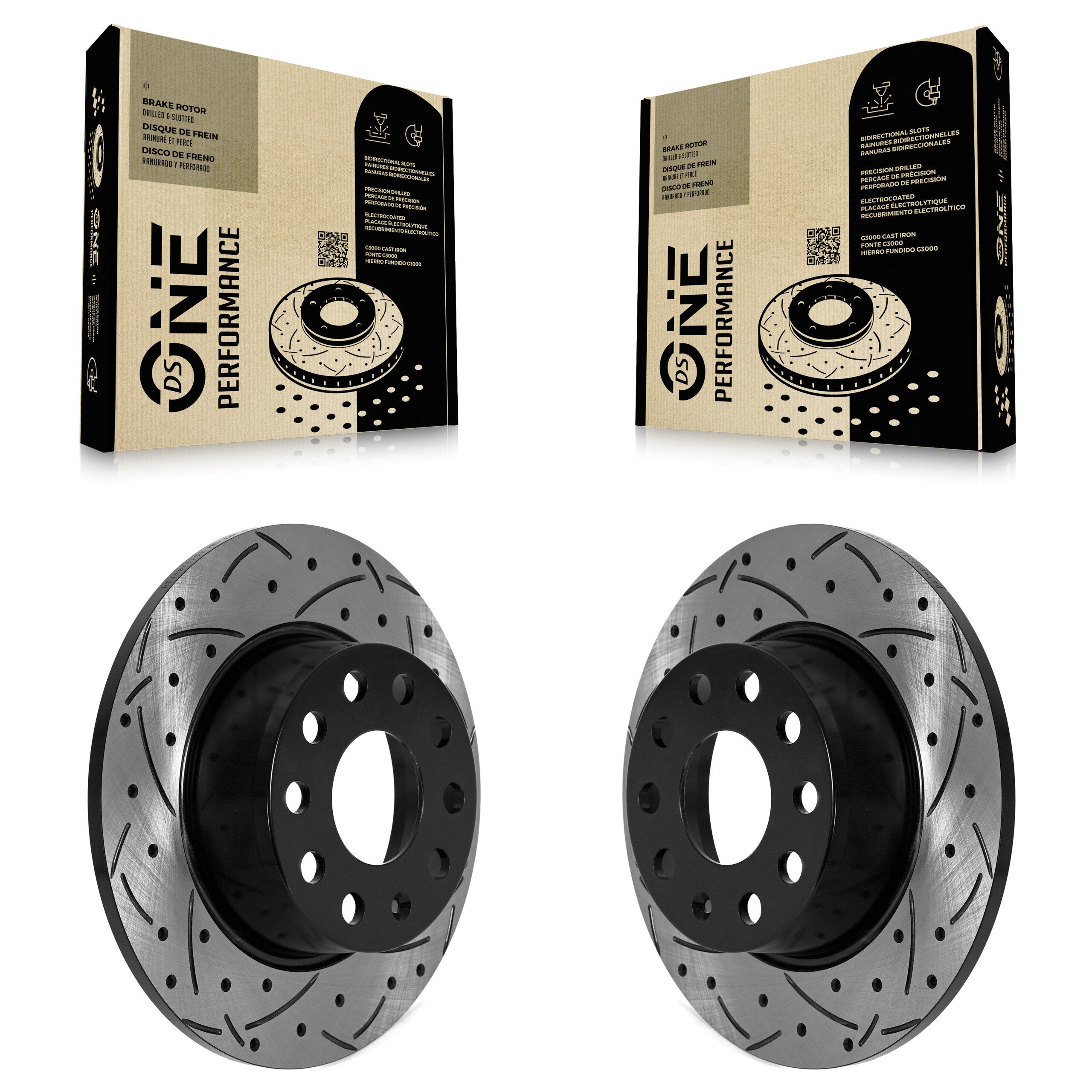 Rear Coated Drilled Slotted Disc Brake Rotors Pair For Volkswagen Jetta Taos KD-100587
