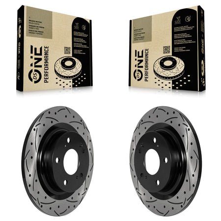 Rear Coated Drilled Slotted Disc Brake Rotors Pair For Honda Civic Acura Integra KD-100589