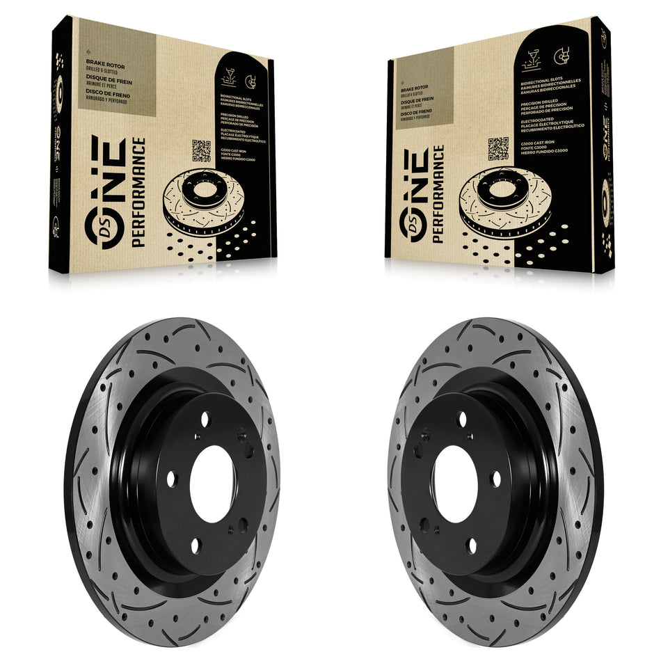 Rear Coated Drilled Slotted Disc Brake Rotors Pair For Honda Civic Acura Integra KD-100589