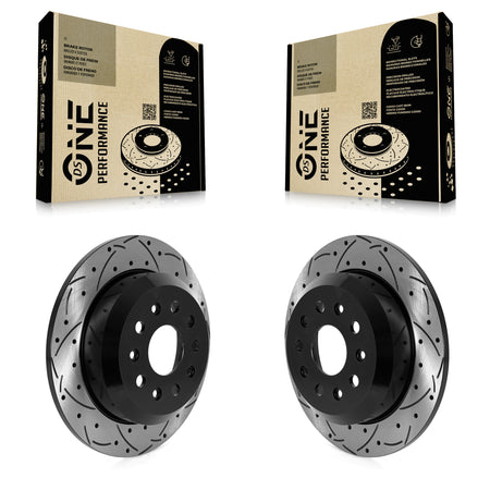 Rear Coated Drilled Slotted Disc Brake Rotors Pair For Jeep Wrangler KD-100590