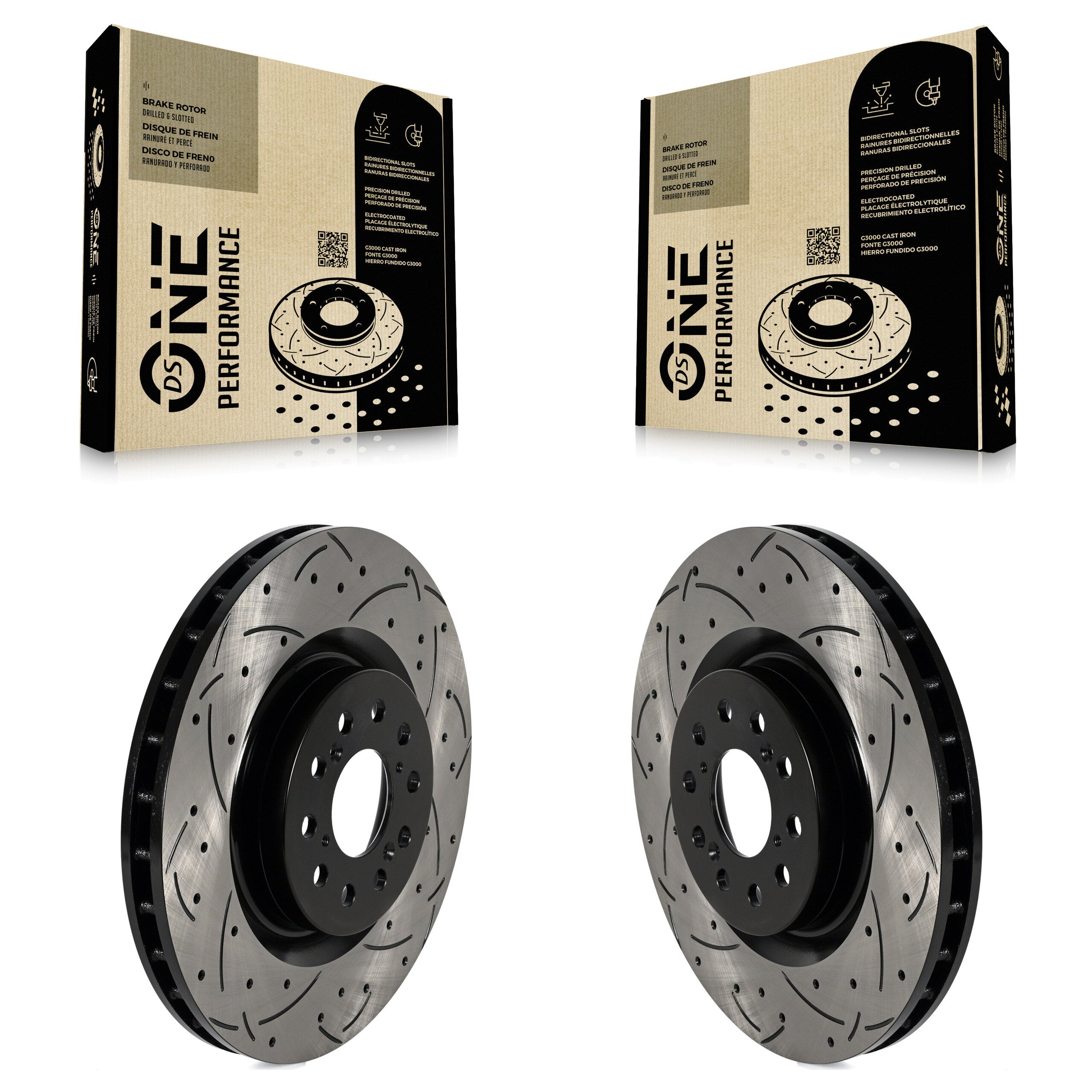 Front Coated Drilled Slotted Disc Brake Rotors Pair For 2017-2020 Honda Civic Type R KD-100594