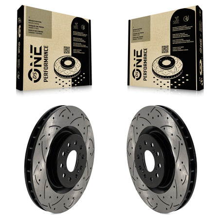 Front Coated Drilled Slotted Disc Brake Rotors Pair For 2017-2020 Honda Civic Type R KD-100594