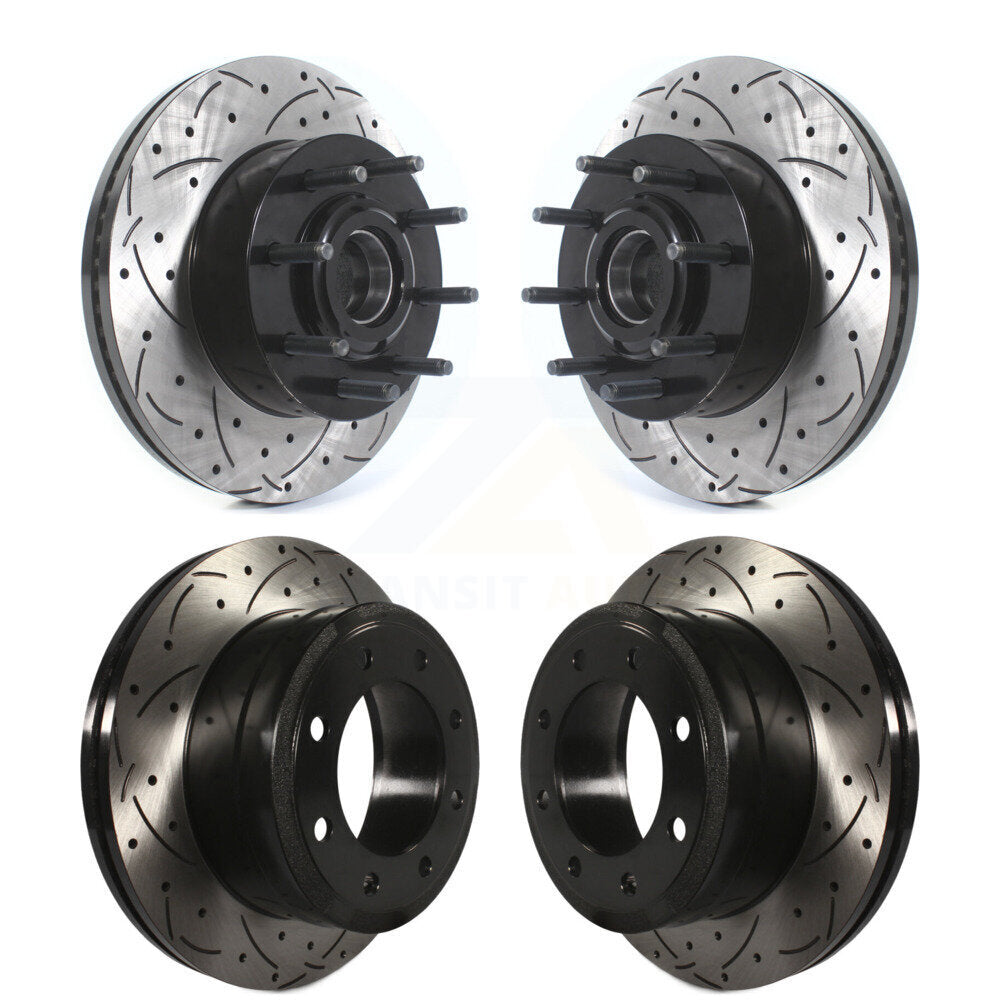 Front Rear Drilled Slot Disc Brake Rotors Hub Assembly Kit For Ford F-350 Super Duty F-250 KD-100609