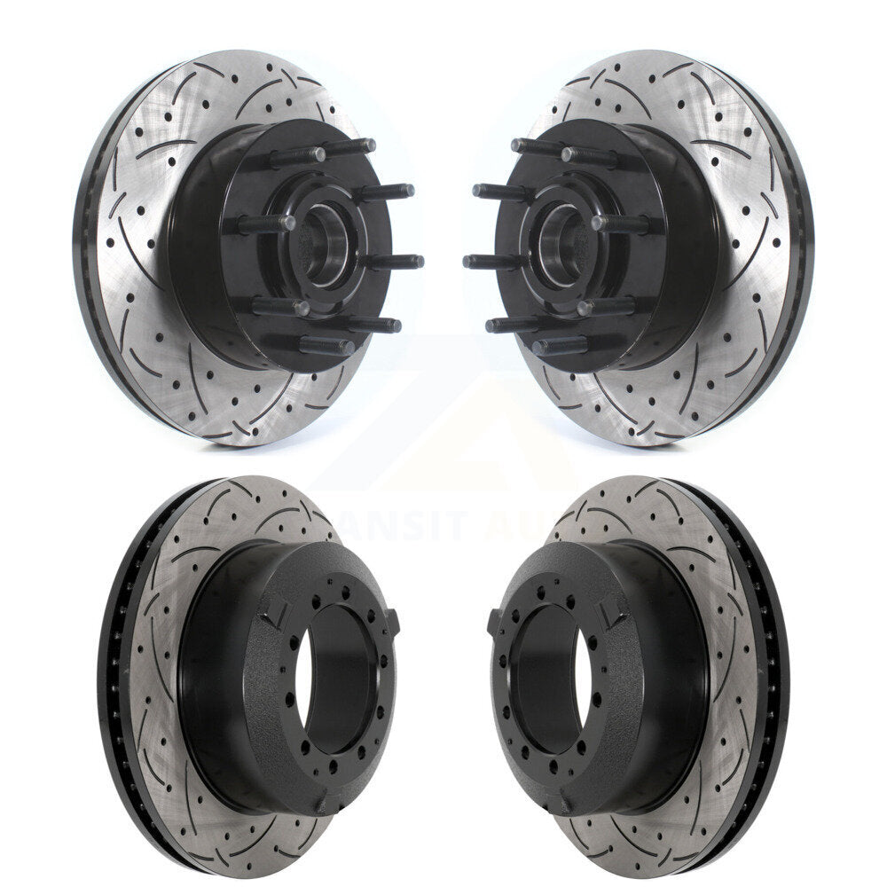 Front Rear Drilled Slot Brake Rotors Kit For Ford F-350 Super Duty With Single Wheels KD-100615