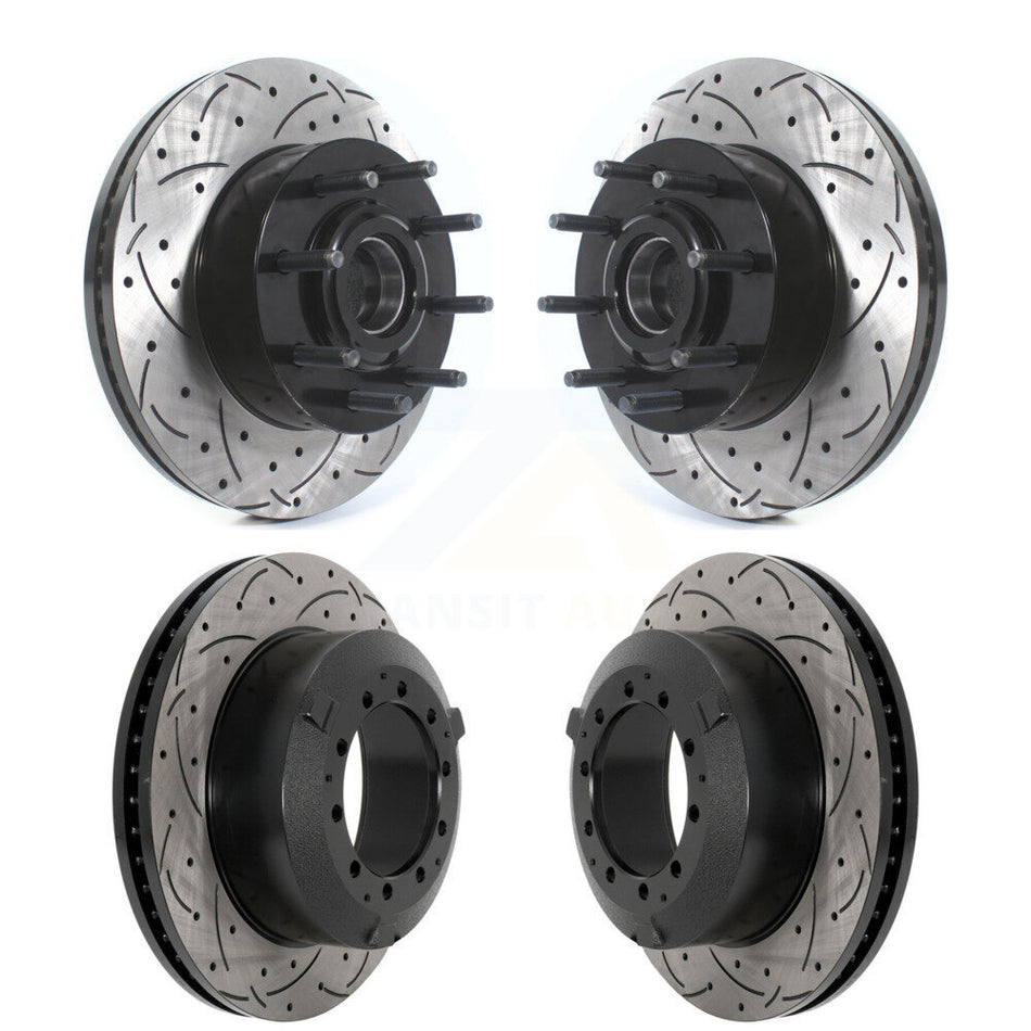 Front Rear Drilled Slot Brake Rotors Kit For Ford F-350 Super Duty With Single Wheels KD-100615