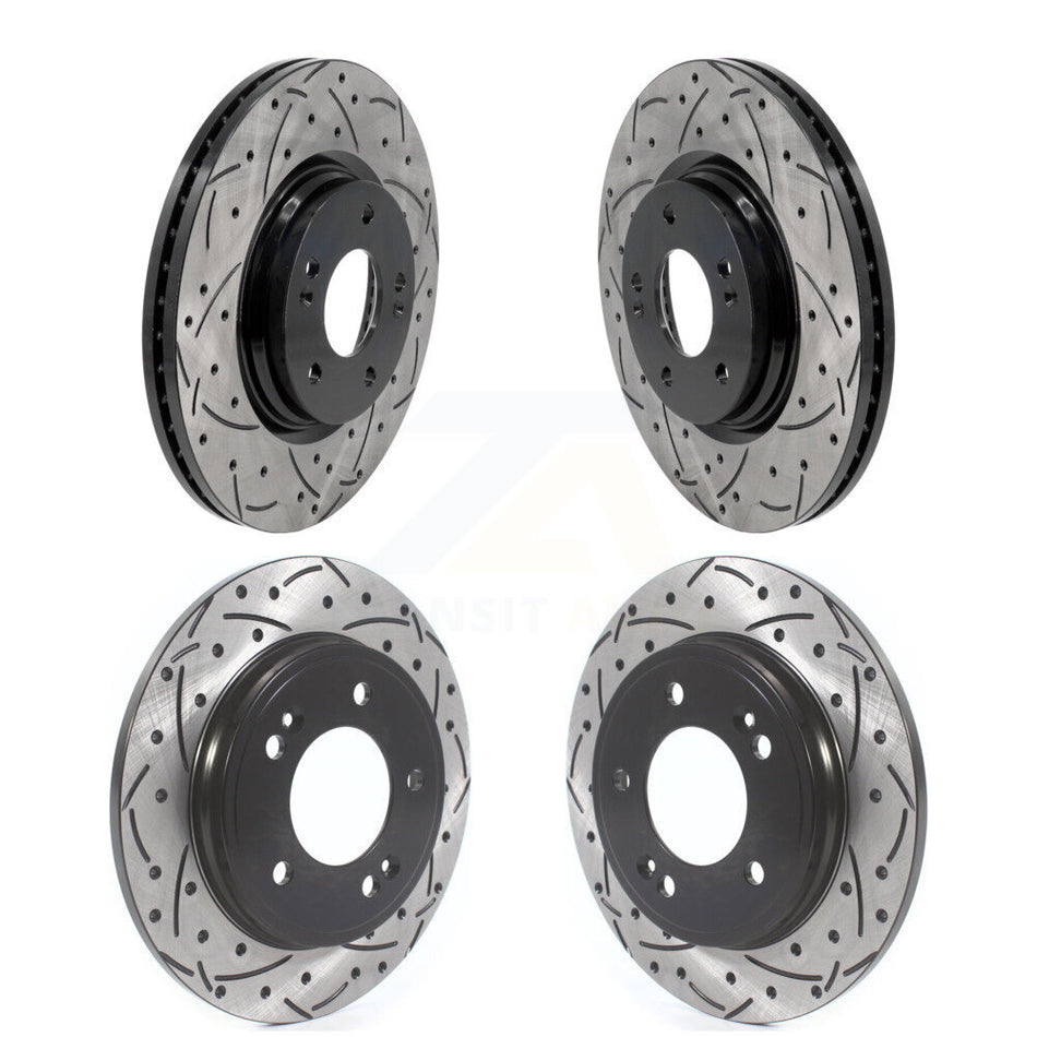 Front Rear Coated Drilled Slotted Disc Brake Rotors Kit For Hyundai Elantra KD-100619