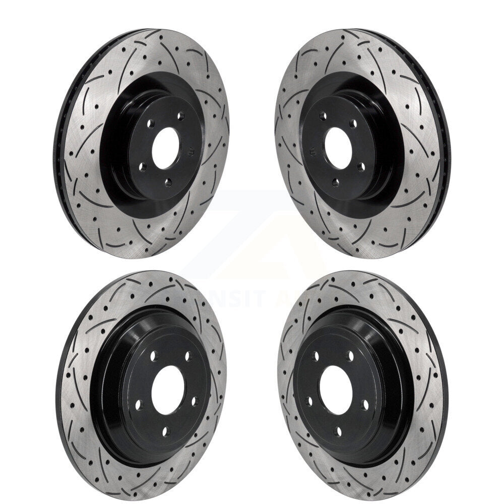 Front Rear Coated Drilled Slotted Disc Brake Rotors Kit For 2016-2018 Ford Focus RS KD-100620