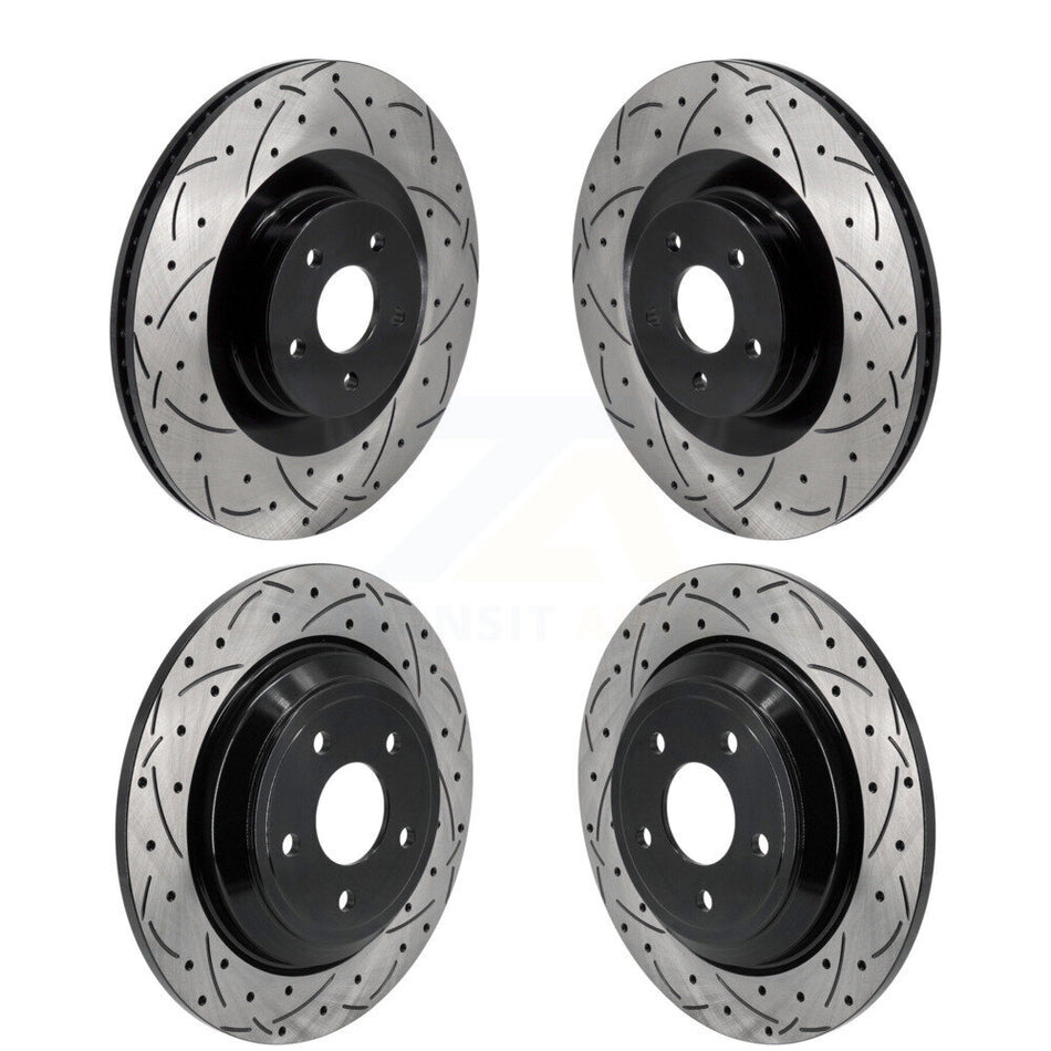 Front Rear Coated Drilled Slotted Disc Brake Rotors Kit For 2016-2018 Ford Focus RS KD-100620