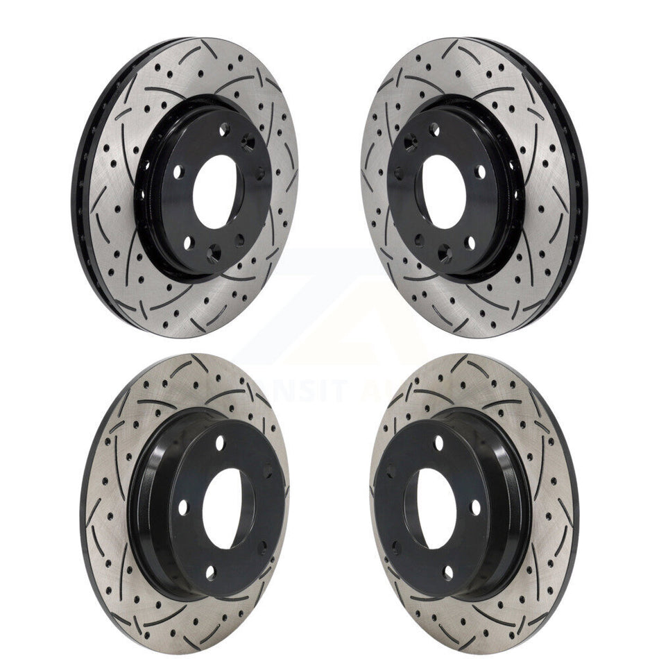 Front Rear Coated Drilled Slotted Disc Brake Rotors Kit For 2020-2023 Nissan Sentra KD-100622