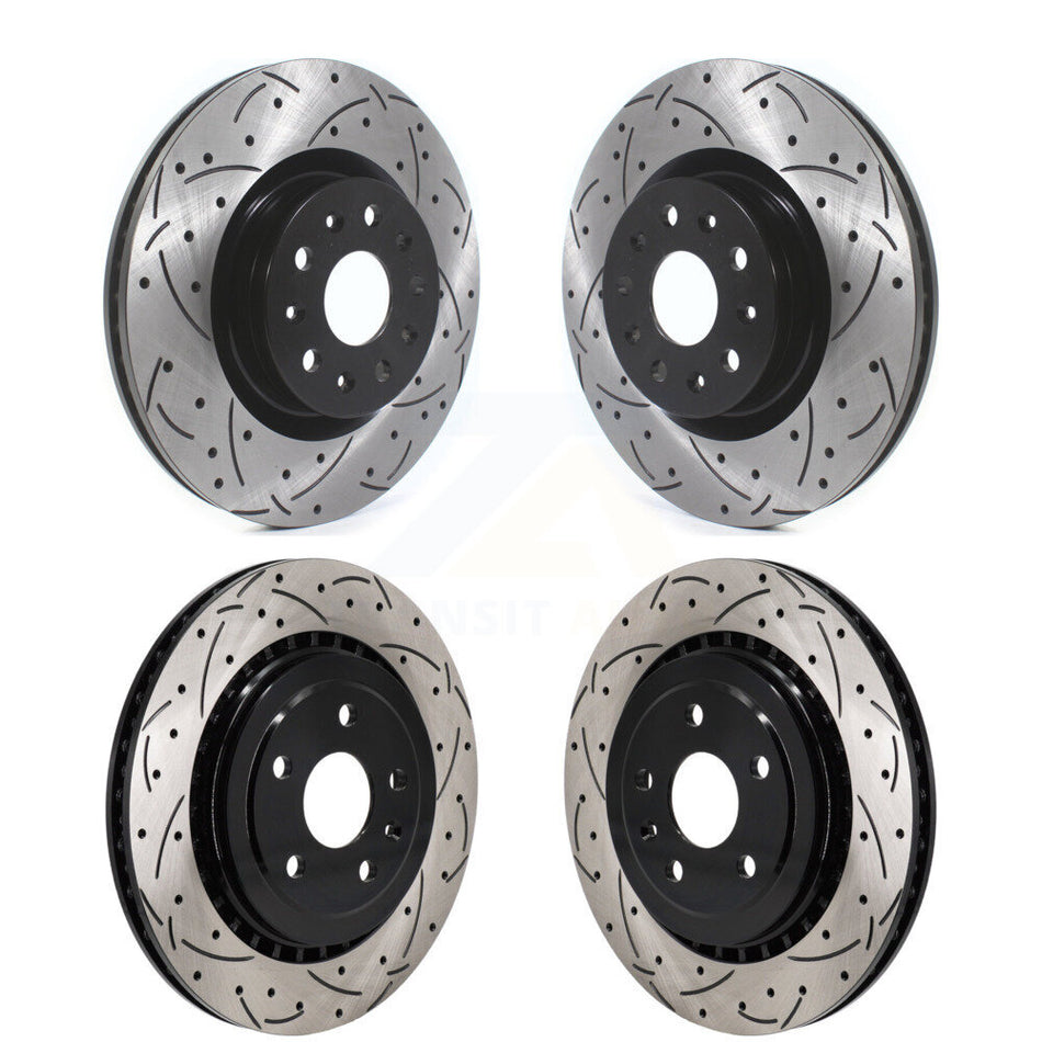 Front Rear Coated Drilled Slotted Disc Brake Rotors Kit For Chevrolet Camaro KD-100623