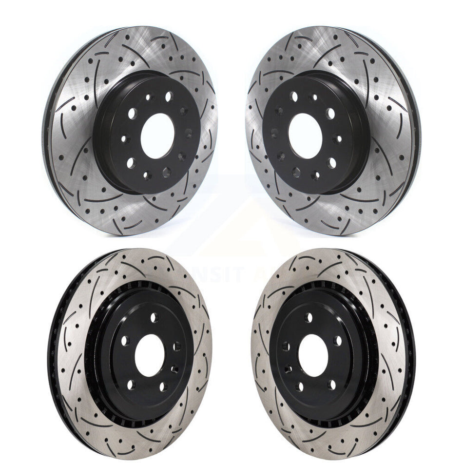 Front Rear Coated Drilled Slot Disc Brake Rotor Kit For 2016 Chevrolet Camaro SS with 3.6L KD-100625