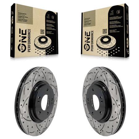 Front Drill Slot Brake Rotors Pair For Hyundai Elantra Kona Sonata Kia Niro EV K5 Electric KD-100627