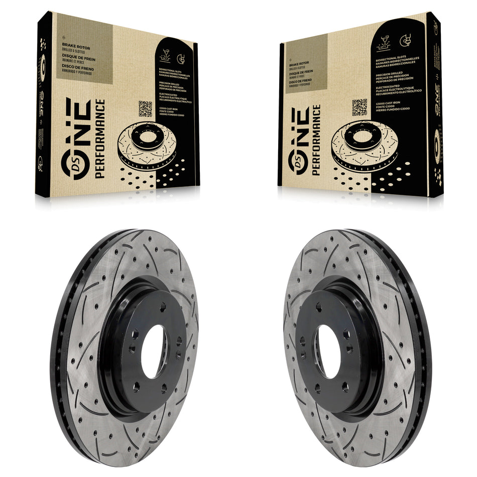 Front Drill Slot Brake Rotors Pair For Hyundai Elantra Kona Sonata Kia Niro EV K5 Electric KD-100627