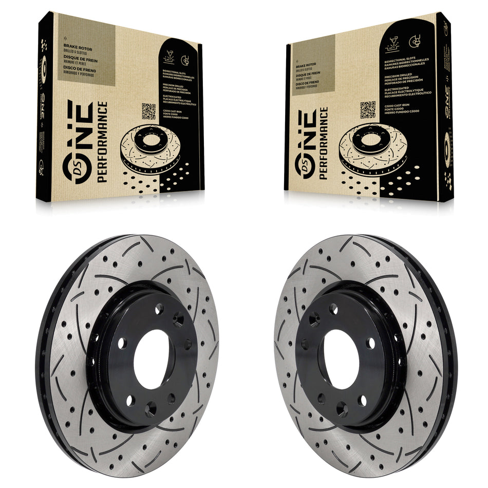 Front Coated Drilled Slotted Disc Brake Rotors Pair For Nissan Kicks Sentra KD-100631