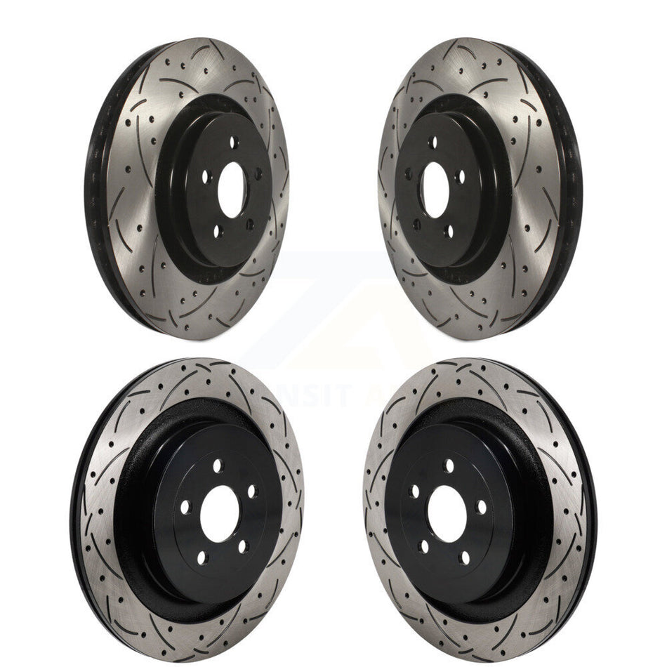 Front Rear Coated Drilled Slotted Disc Brake Rotors Kit For Ford Edge Lincoln Nautilus KD-100645
