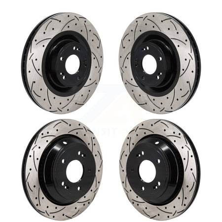 Front Rear Coated Drilled Slotted Disc Brake Rotors Kit For Hyundai Equus Kia K900 KD-100646
