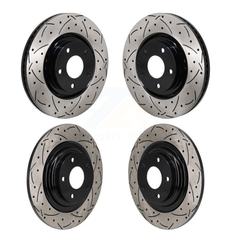 Front Rear Coated Drilled Slotted Disc Brake Rotors Kit For 2016-2023 Mazda CX-9 KD-100648
