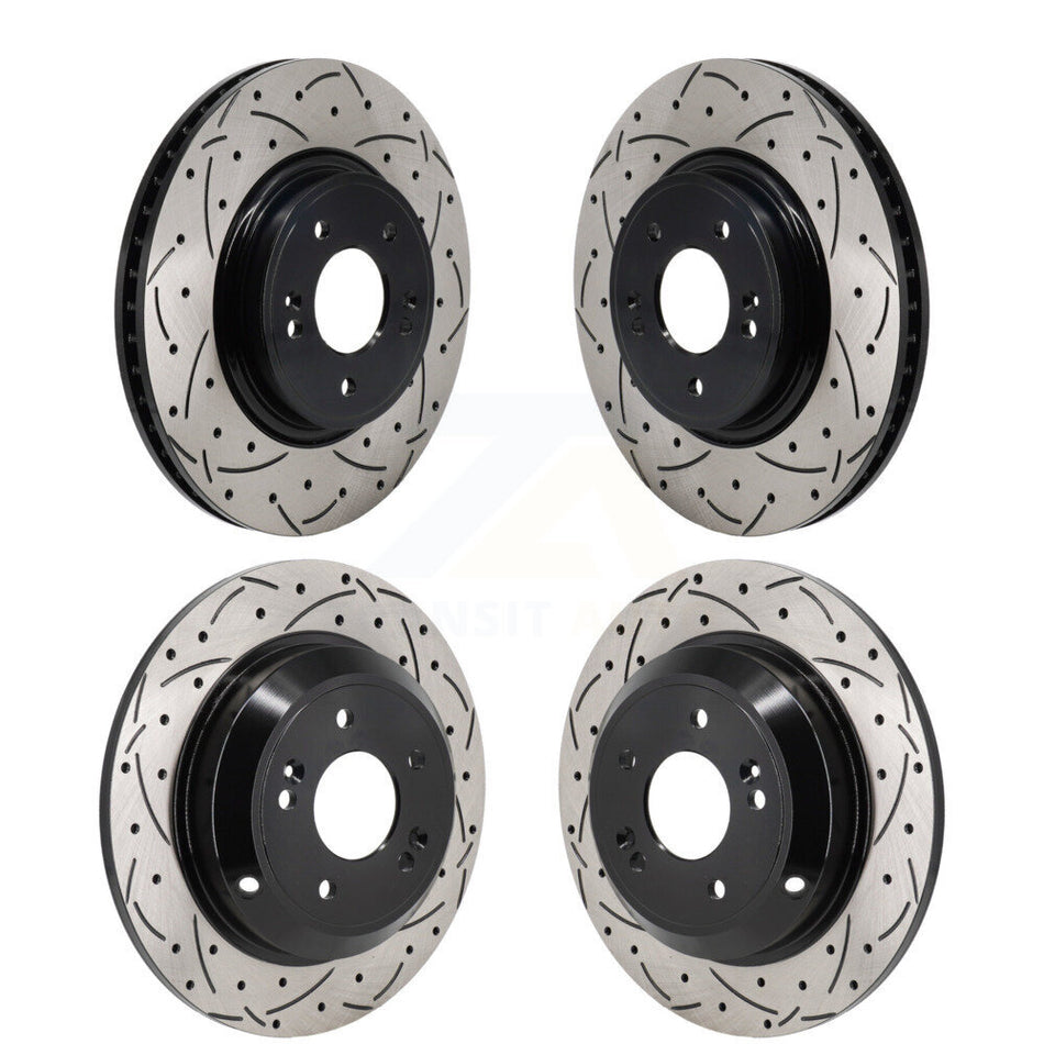 Front Rear Coated Drilled Slotted Disc Brake Rotors Kit For Genesis G70 Kia Stinger KD-100651
