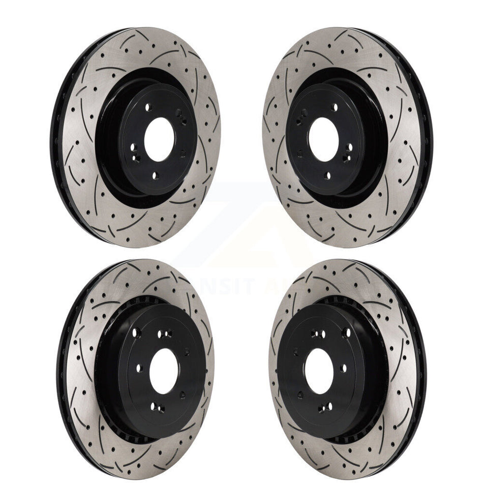 Front Rear Coated Drilled Slotted Disc Brake Rotors Kit For Kia Stinger Genesis G70 KD-100652