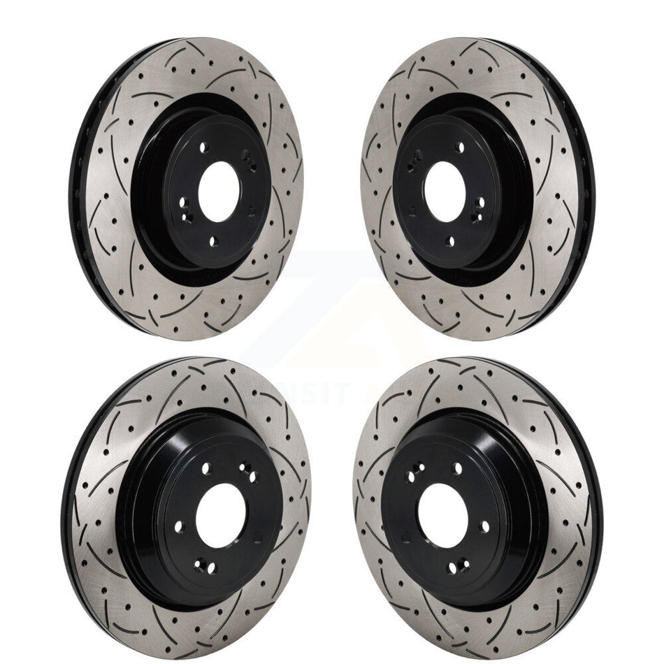 Front Rear Drill Slot Brake Rotors Kit For Genesis G70 3.3L With 330mm Diameter Rotor KD-100653