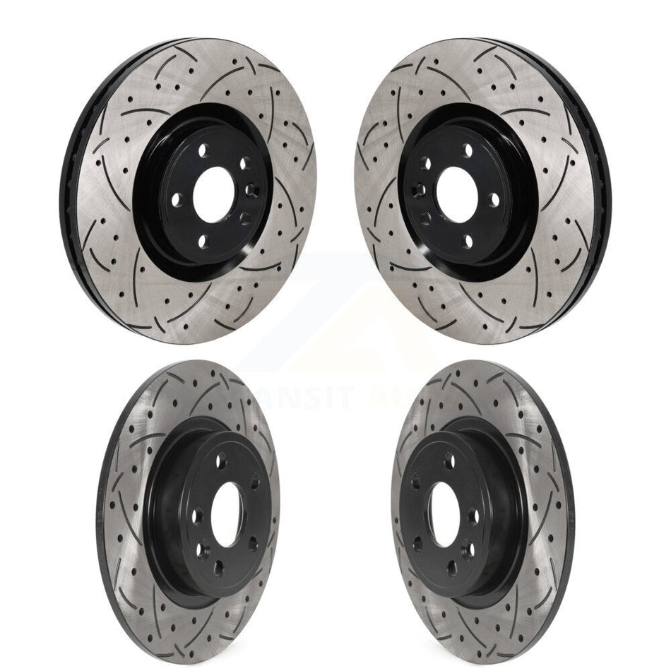 Front Rear Drilled Slot Disc Brake Rotors Kit For Land Rover Discovery Sport Jaguar E-Pace KD-100659