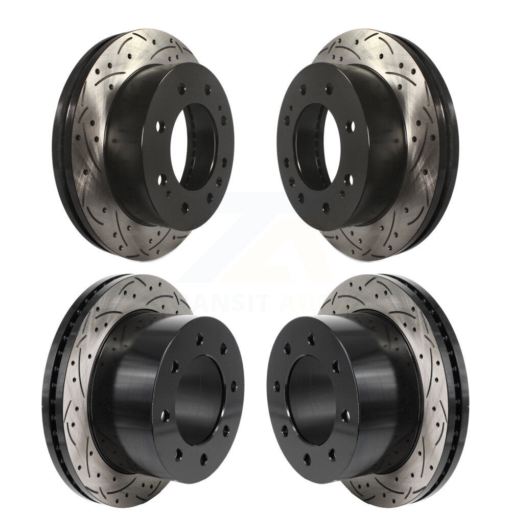 Front Rear Drill Slot Brake Rotor Kit For 2011-2019 GMC Sierra 3500 HD Chevrolet Silverado KD-100665
