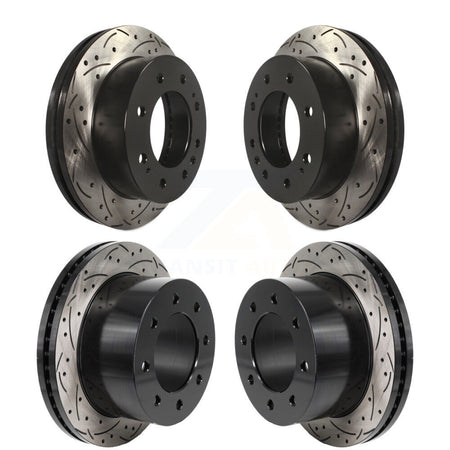 Front Rear Drill Slot Brake Rotor Kit For 2011-2019 GMC Sierra 3500 HD Chevrolet Silverado KD-100665