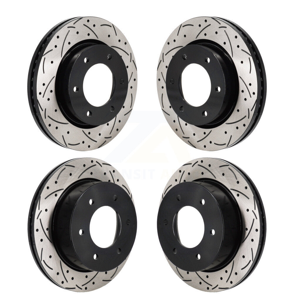 Front Rear Coated Drilled Slotted Disc Brake Rotors Kit For Ford Ranger Bronco KD-100667