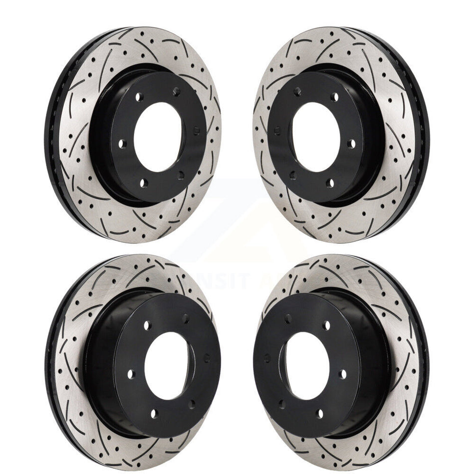 Front Rear Coated Drilled Slotted Disc Brake Rotors Kit For Ford Ranger Bronco KD-100667