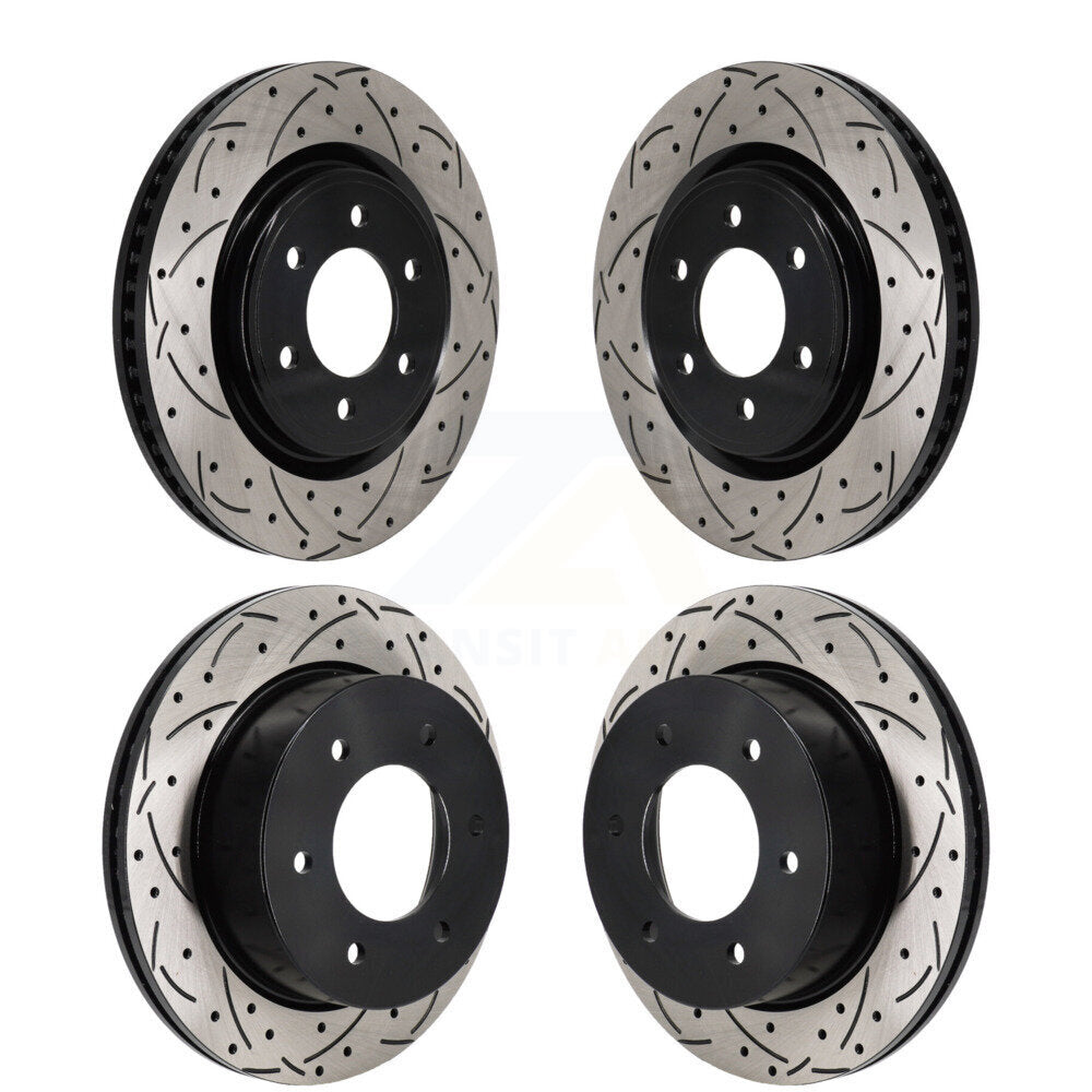 Front Rear Coated Drilled Slotted Disc Brake Rotors Kit For 2022-2024 Ford Bronco 3.0L KD-100668