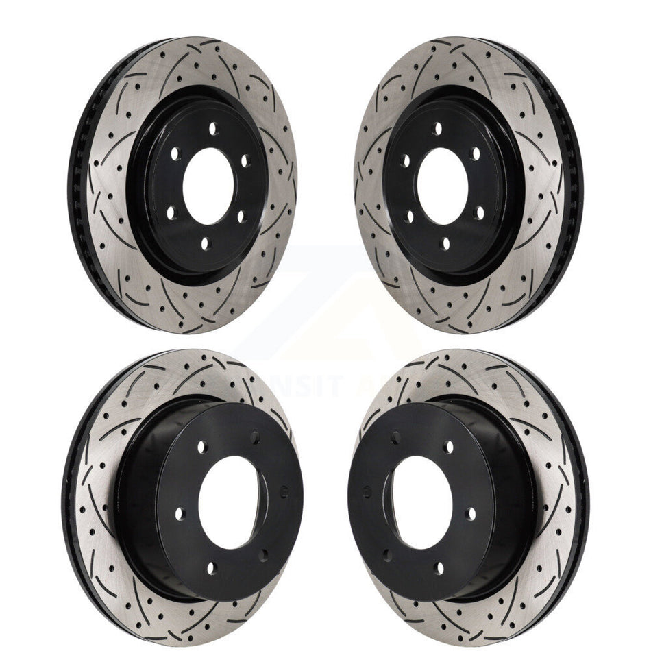 Front Rear Coated Drilled Slotted Disc Brake Rotors Kit For 2022-2024 Ford Bronco 3.0L KD-100668