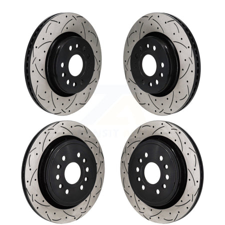 Front Rear Coated Drilled Slotted Disc Brake Rotors Kit For Ram 1500 Jeep Wagoneer Grand L KD-100671