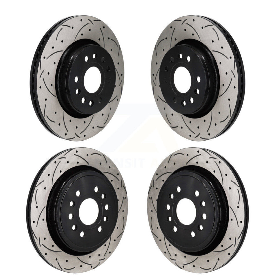 Front Rear Coated Drilled Slotted Disc Brake Rotors Kit For Ram 1500 Jeep Wagoneer Grand L KD-100671