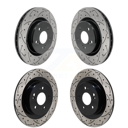 Front Rear Coated Drilled Slotted Disc Brake Rotors Kit For 2021-2023 Acura TLX 2.0L KD-100673