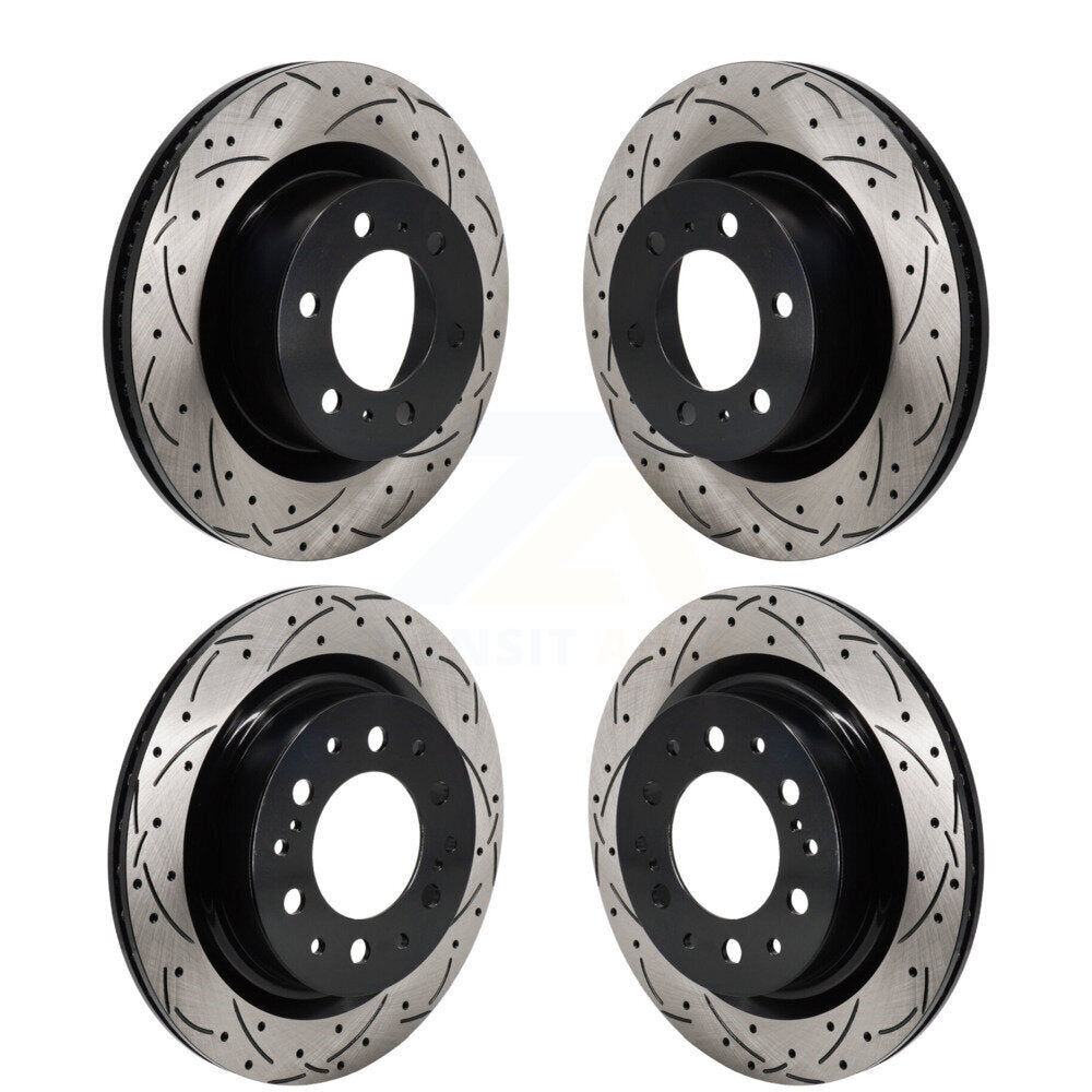 Front Rear Coated Drilled Slot Disc Brake Rotors Kit For Toyota Tundra Sequoia Lexus LX600 KD-100674